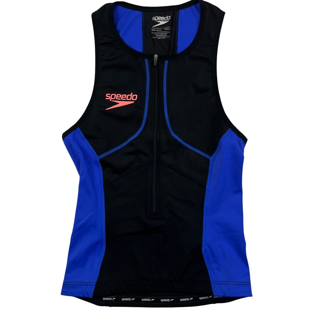 Speedo Fastskin Xenon Tri Singlet Top Men Small Black Blue Triathlon Racing NWOT